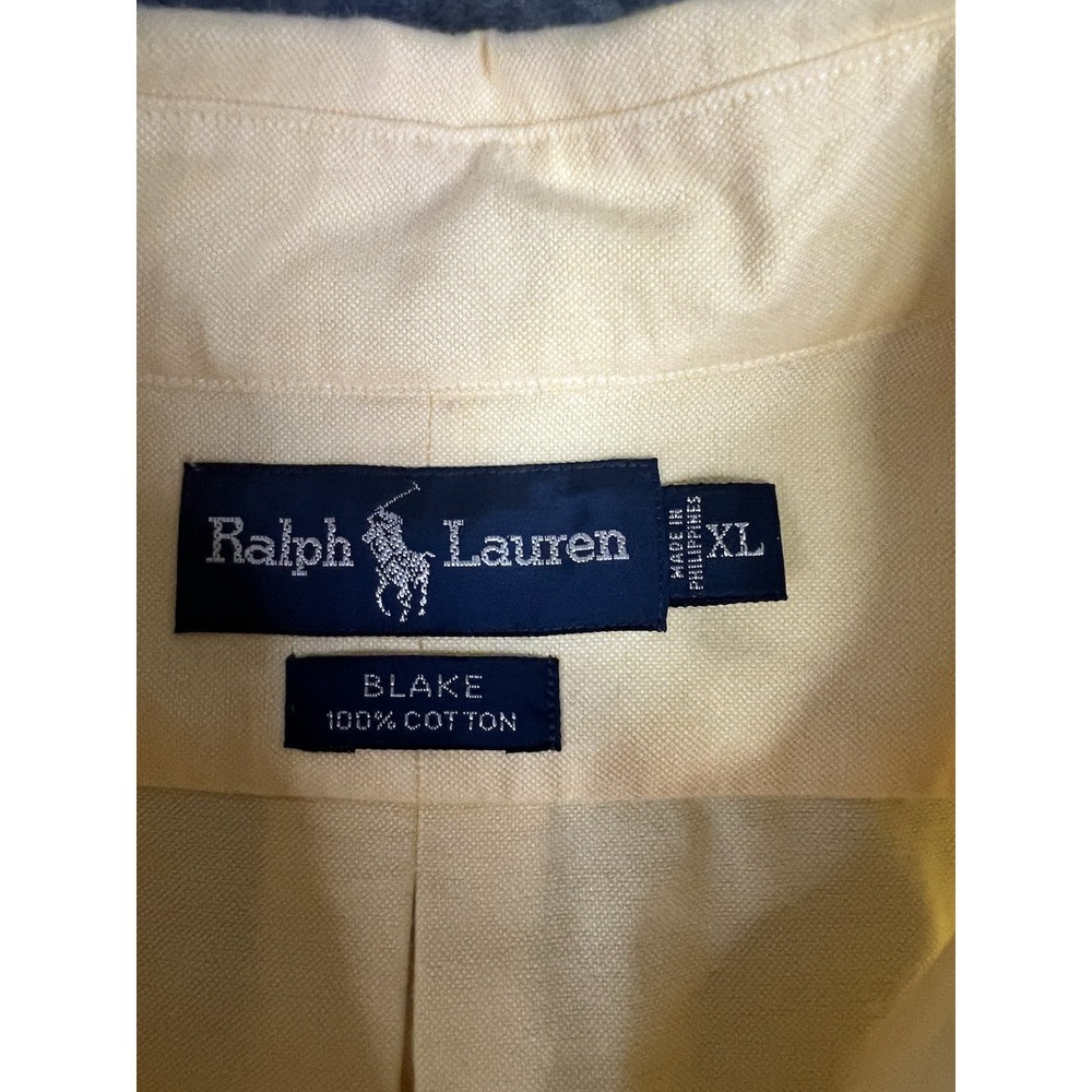 Ralph Lauren Blake XL Yellow Solid Cotton Long Sleeve Button-Down Preppy Shirt - Picture 2 of 16